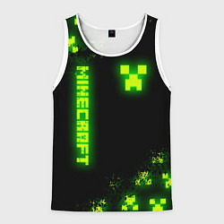 Майка-безрукавка мужская MINECRAFT NEON LOGO CREEPER, цвет: 3D-белый