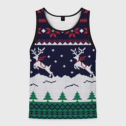 Майка-безрукавка мужская СВИТЕР С ОЛЕНЯМИ DEER SWEATER, цвет: 3D-черный