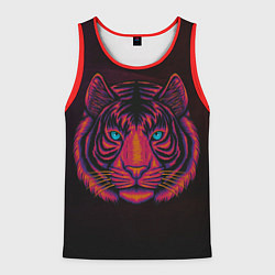Майка-безрукавка мужская Тигр Tiger голова, цвет: 3D-красный