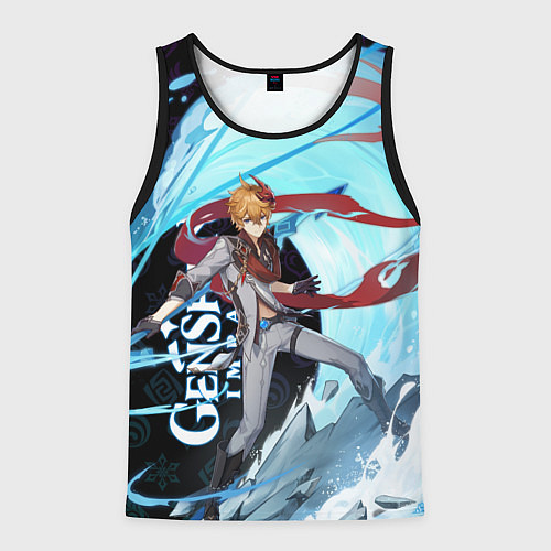 Мужская майка без рукавов ТАРТАЛЬЯ, GENSHIN IMPACT ГЕНШИН ИМПАКТ / 3D-Черный – фото 1