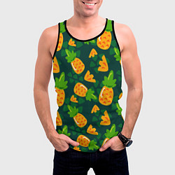 Майка-безрукавка мужская Ананасы Много ананасов, цвет: 3D-черный — фото 2