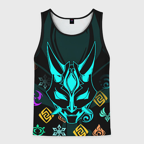 Мужская майка без рукавов GENSHIN IMPACT ГЕНШИН ИМПАКТ СЯО МАСКА / 3D-Черный – фото 1