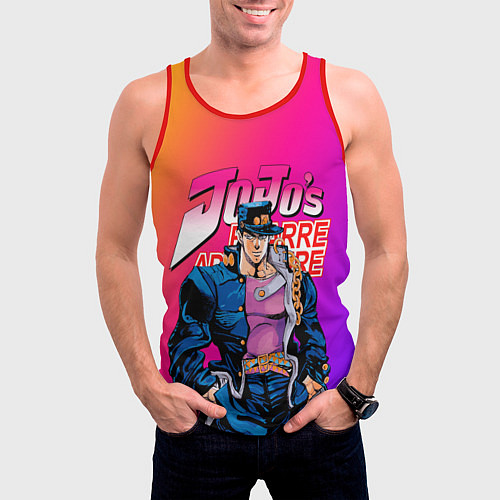 Мужская майка без рукавов JOJO BIZARRE ADVENTURE ДЖО ДЖО ГРАДИЕНТ / 3D-Красный – фото 3