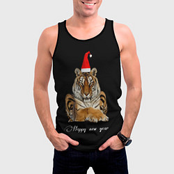 Майка-безрукавка мужская Новогодний тигр, цвет: 3D-черный — фото 2