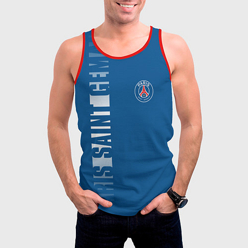 Мужская майка без рукавов PSG PARIS SAINT GERMAIN WHITE LINE SPORT / 3D-Красный – фото 3