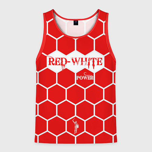 Мужская майка без рукавов Красно-Белая Сила / 3D-Красный – фото 1