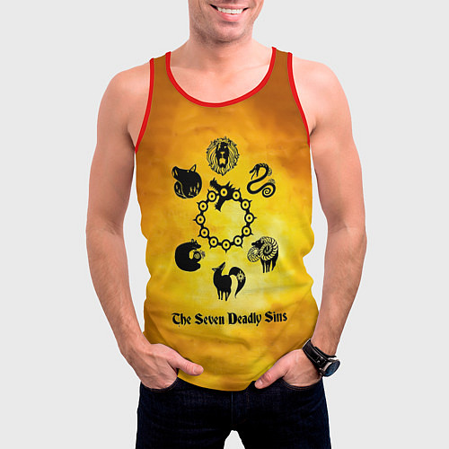 Мужская майка без рукавов Все 7 смертных грехов / 3D-Красный – фото 3
