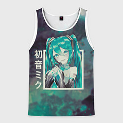 Майка-безрукавка мужская Мику Хацунэ в квадрате , вокалоид, цвет: 3D-белый