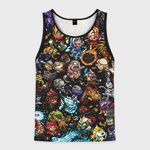 Мужская майка без рукавов DOTA 2 ВСЕ ПЕРСОНАЖИ В ЦВЕТЕ / 3D-Черный – фото 1