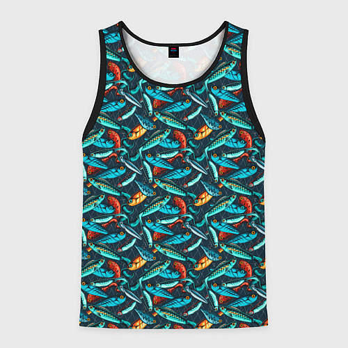Мужская майка без рукавов Рыболовные Воблеры / 3D-Черный – фото 1