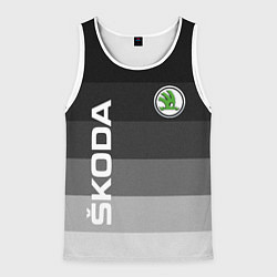 Майка-безрукавка мужская SKODA, ШКОДА ГРАДИЕНТ, цвет: 3D-белый