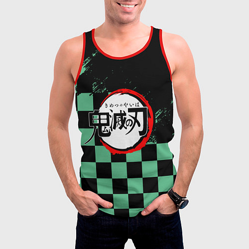 Мужская майка без рукавов TANJIRO KAMAD, КЛИНОК РАССЕКАЮЩИЙ ДЕМОНОВ / 3D-Красный – фото 3