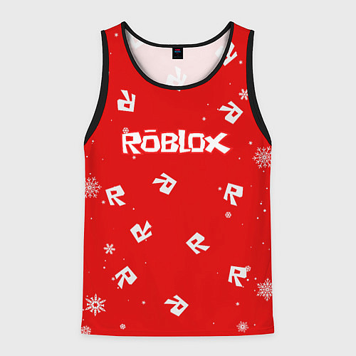 Мужская майка без рукавов НОВОГОДНИЙ СВИТЕР ROBLOX РОБЛОКС НОВЫЙ ГОД 2022 / 3D-Черный – фото 1