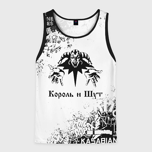 Мужская майка без рукавов КОРОЛЬ И ШУТ ЧЁРНО БЕЛЫЙ / 3D-Черный – фото 1