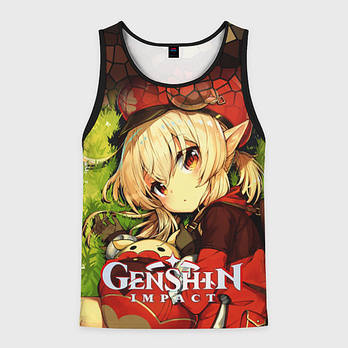 Мужская майка без рукавов Кли - искорка из Genshin Impact / 3D-Черный – фото 1