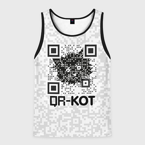 Мужская майка без рукавов QR код котик / 3D-Черный – фото 1