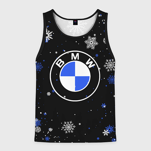Мужская майка без рукавов НОВОГОДНИЙ БМВ НОВЫЙ ГОД BMW / 3D-Черный – фото 1