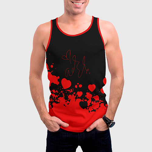 Мужская майка без рукавов Adele Сердечки Автограф / 3D-Красный – фото 3