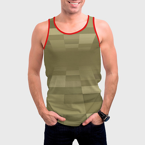 Мужская майка без рукавов Пиксельный военный фон / 3D-Красный – фото 3