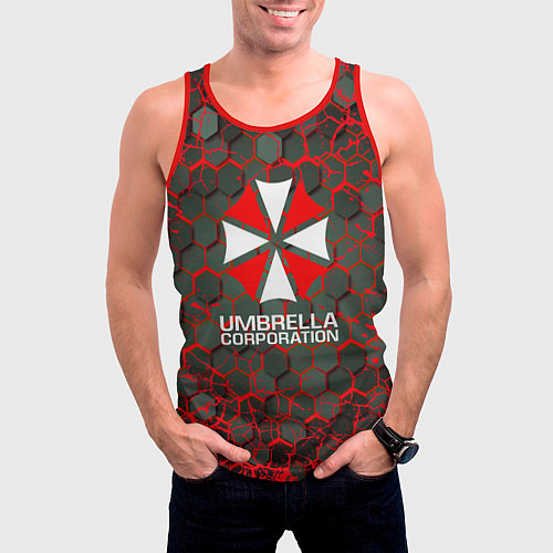 Мужская майка без рукавов Umbrella Corporation соты / 3D-Красный – фото 3