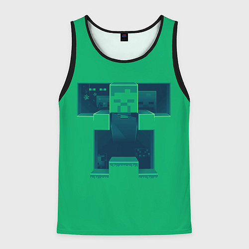 Мужская майка без рукавов Побег от криперов / 3D-Черный – фото 1