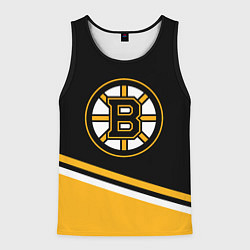 Майка-безрукавка мужская Бостон Брюинз, Boston Bruins Диагональные полосы, цвет: 3D-черный