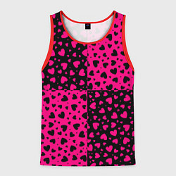 Мужская майка без рукавов Черно-Розовые сердца