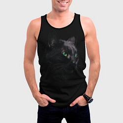 Майка-безрукавка мужская Черна кошка с изумрудными глазами, цвет: 3D-черный — фото 2