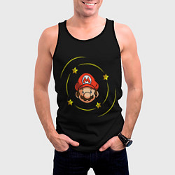 Майка-безрукавка мужская Звездочки вокруг Марио, цвет: 3D-черный — фото 2