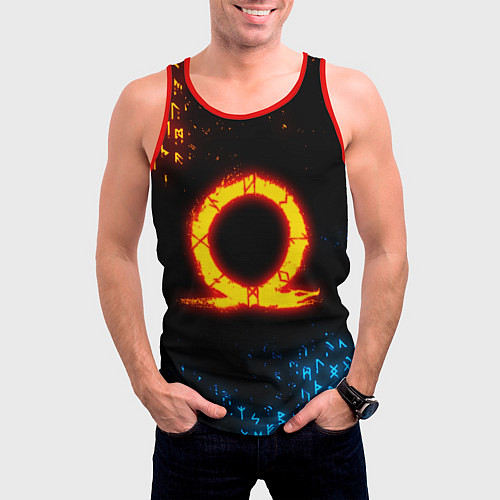 Мужская майка без рукавов GOD OF WAR CRATOS FIRE SYMBOL RUNE / 3D-Красный – фото 3