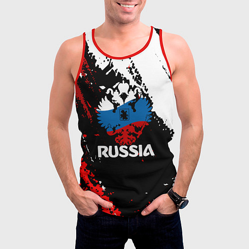 Мужская майка без рукавов Russia Герб в цвет Флага / 3D-Красный – фото 3