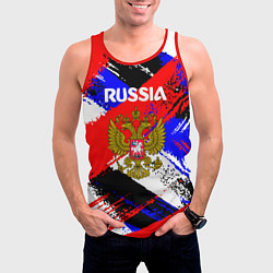 Майка-безрукавка мужская Russia Геометрия патриотизм, цвет: 3D-красный — фото 2