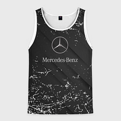 Майка-безрукавка мужская Mercedes-Benz штрихи black, цвет: 3D-белый