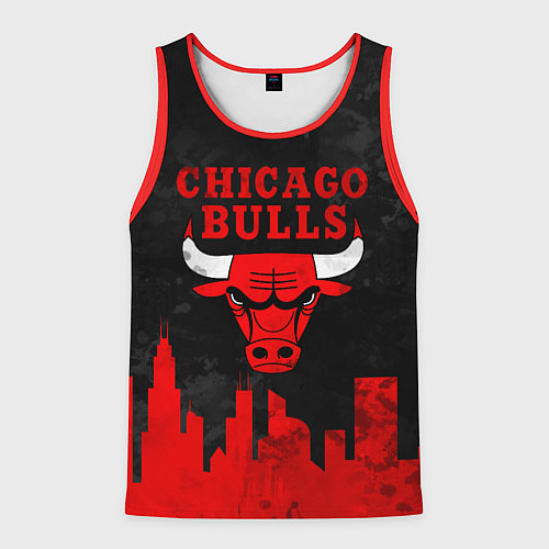 Мужская майка без рукавов Chicago Bulls, Чикаго Буллз Город / 3D-Красный – фото 1