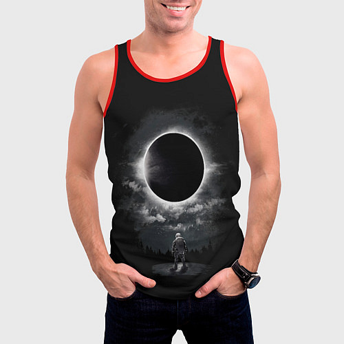 Мужская майка без рукавов Затмение Eclipse / 3D-Красный – фото 3