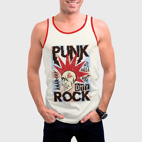 Мужская майка без рукавов Punk Rock Панк / 3D-Красный – фото 3