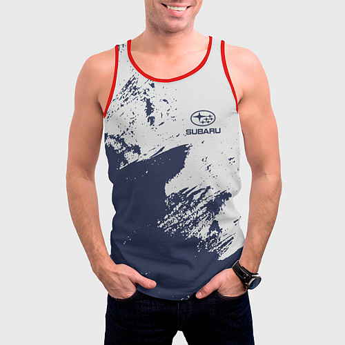 Мужская майка без рукавов Subaru - Текстура / 3D-Красный – фото 3