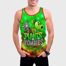 Майка-безрукавка мужская Plants vs Zombies горохострел и зомби, цвет: 3D-красный — фото 2