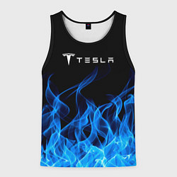 Майка-безрукавка мужская Tesla Fire, цвет: 3D-черный