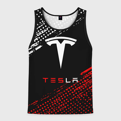 Мужская майка без рукавов Tesla - Logo Pattern / 3D-Черный – фото 1