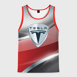 Майка-безрукавка мужская Tesla - Logo Style, цвет: 3D-красный