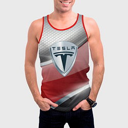 Майка-безрукавка мужская Tesla - Logo Style, цвет: 3D-красный — фото 2