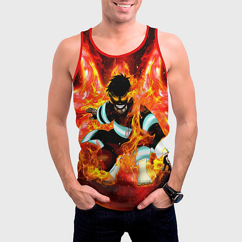 Мужская майка без рукавов Пламенная Бригада Пожарных Shinra Kusakabe / 3D-Красный – фото 3