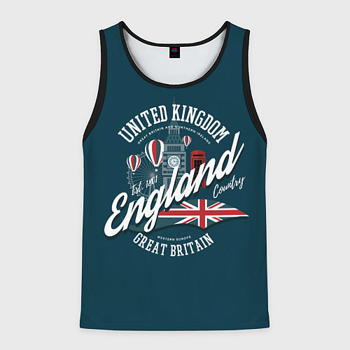 Мужская майка без рукавов Англия England / 3D-Черный – фото 1