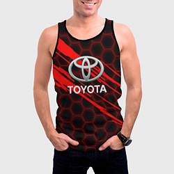 Майка-безрукавка мужская Toyota: Красные соты, цвет: 3D-черный — фото 2