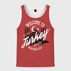 Майка-безрукавка мужская Турция - Turkey, цвет: 3D-белый