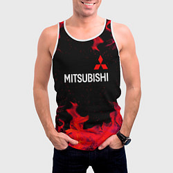 Майка-безрукавка мужская Mitsubishi пламя огня, цвет: 3D-белый — фото 2