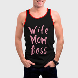 Майка-безрукавка мужская Wife Mom Boss, цвет: 3D-красный — фото 2