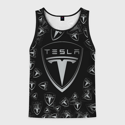 Мужская майка без рукавов TESLA BIG LOGO PATTERN / 3D-Черный – фото 1