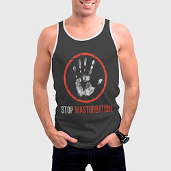 Майка-безрукавка мужская STOP MASTURBATION, цвет: 3D-белый — фото 2